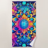 マンダサイケデリックラデザイン ビーチタオル (正面)