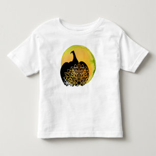 マンダラが秋の月でカボチャを彫り トドラーTシャツ