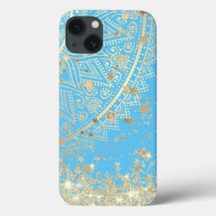 マンダラと金ゴールドスターズオンターコイズ iPhone 13ケース