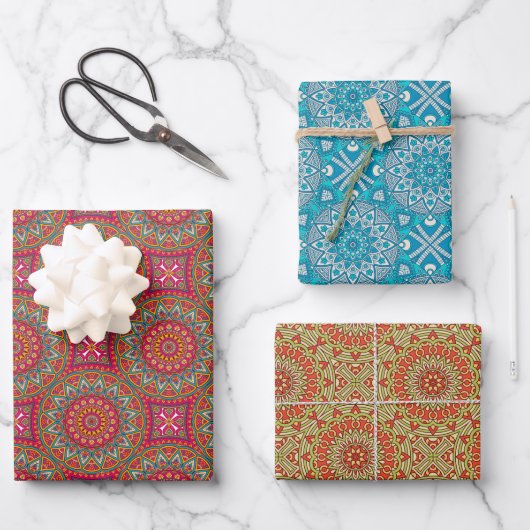 マンダラの色の組み合わせ ラッピングペーパーシート (正面)