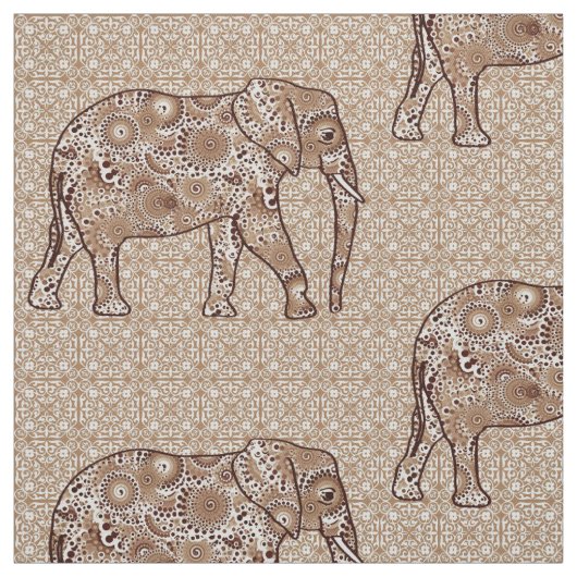 マンダラの花象 – 茶色とトープ ファブリック (見本)