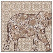 マンダラの花象 – 茶色とトープ ファブリック (クローズアップ)