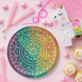 マンダラの花 インド レインボー ボヘミア カラフル デザイン ペーパープレート (パーティー)