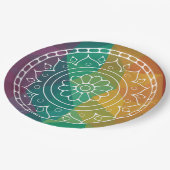 マンダラの花 インド レインボー ボヘミア カラフル デザイン ペーパープレート (アングル)