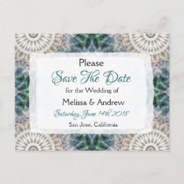 マンダラをテーマにした結婚式のSave the Date 案内ポストカード