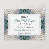 マンダラをテーマにした結婚式のSave the Date 案内ポストカード (正面)