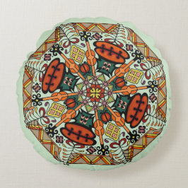 マンダラアディンクラフロアクロピロークッション – Ltグリーン ラウンドクッション