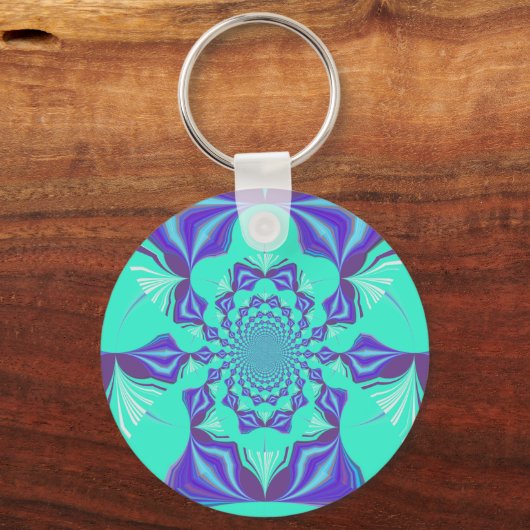マンダラアートと万華鏡のように千変万化するパターンの融合! キーホルダー (正面)