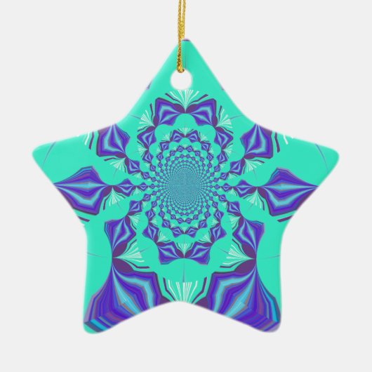 マンダラアートと万華鏡のように千変万化するパターンの融合! セラミックオーナメント (正面)