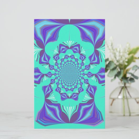 マンダラアートと万華鏡のように千変万化するパターンの融合！ 便箋 (スタンド正面)