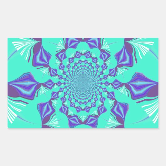 マンダラアートと万華鏡のように千変万化するパターンの融合! 長方形シール (正面)