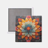 マンダラアートテクスチャード花 マグネット (正面/裏面)