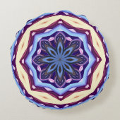 マンダラアートデザイン模様オーナメント花 ラウンドクッション (裏面)