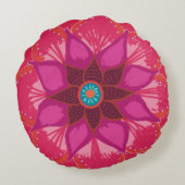 マンダラアートブラシポリエステルラウンドスロークッション ラウンドクッション (裏面)