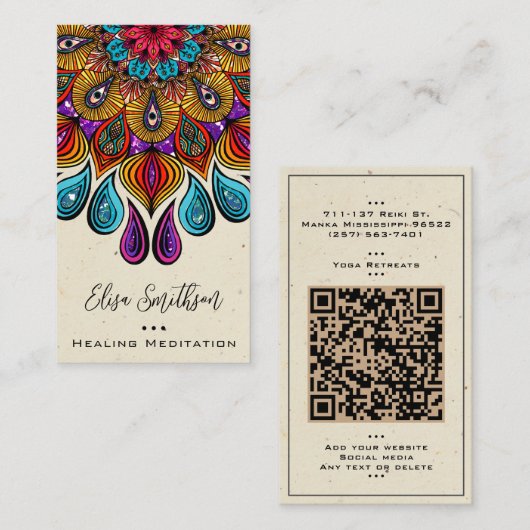 マンダラアートヨガ霊気癒し瞑想カラフル 名刺 (正面/裏面)