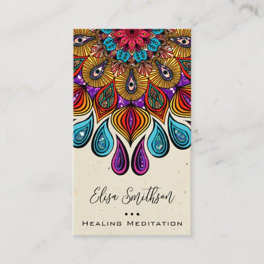 マンダラアートヨガ霊気癒し瞑想カラフル 名刺 (正面)