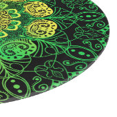 マンダラアート：グリーンイエロー詳細。 カッティングボード (角)