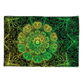 マンダラアート:グリーンイエロー詳細。 枕カバー (裏面)