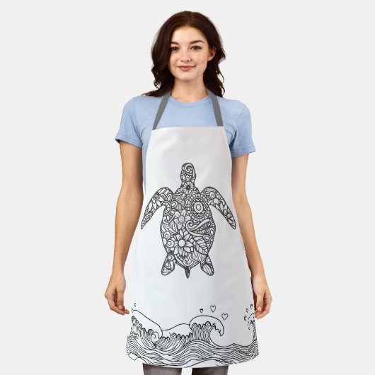 マンダラウミガメ エプロン (着用した状態)
