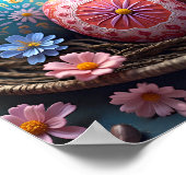 マンダラエッグ – 複雑なボホフローラデザイン ポスター (角)