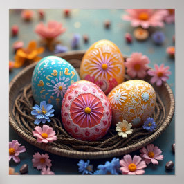 マンダラエッグ – 複雑なボホフローラデザイン ポスター