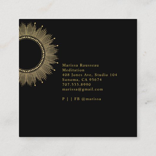 マンダラエテリアアルシテラル抽象芸術ブルーホワイト スクエア名刺 (裏面)