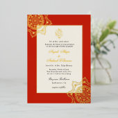 マンダラエレガントアンドガネシュインディアン結婚ズ 箔招待状 (立ち正面)