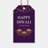 マンダラエレガントディヤスヒンドゥーカスタムムパープルディワリ ギフトタグ (正面)