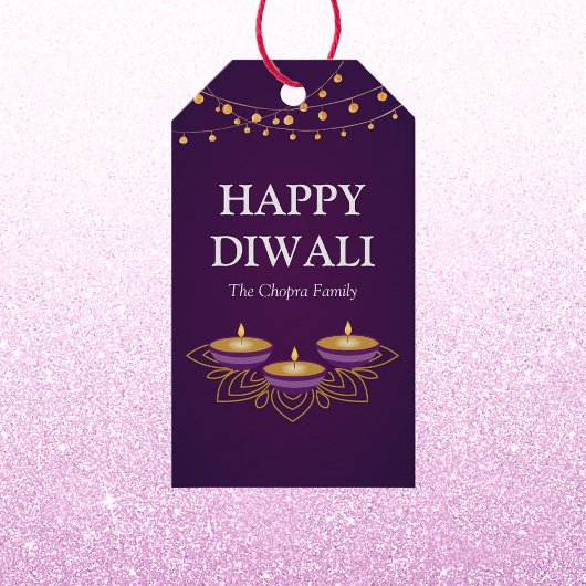 マンダラエレガントディヤスヒンドゥーカスタムムパープルディワリ ギフトタグ