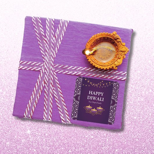 マンダラエレガントディヤスヒンドゥーカスタムムパープルディワリ スクエアシール