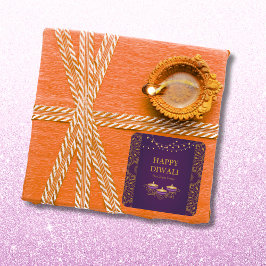 マンダラエレガントディヤスヒンドゥーカスタムムパープルディワリ スクエアシール