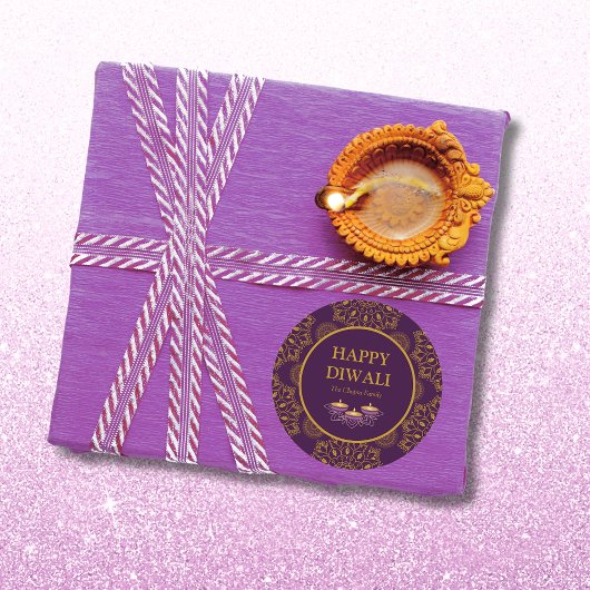 マンダラエレガントディヤスヒンドゥーカスタムムパープルディワリ ラウンドシール