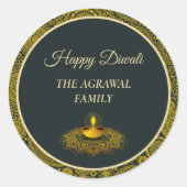 マンダラエレガントディヤスヒンドゥーカスタム金ゴールドディワリ ラウンドシール (正面)