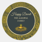 マンダラエレガントディヤスヒンドゥーカスタム金ゴールドディワリ ラウンドシール (正面)