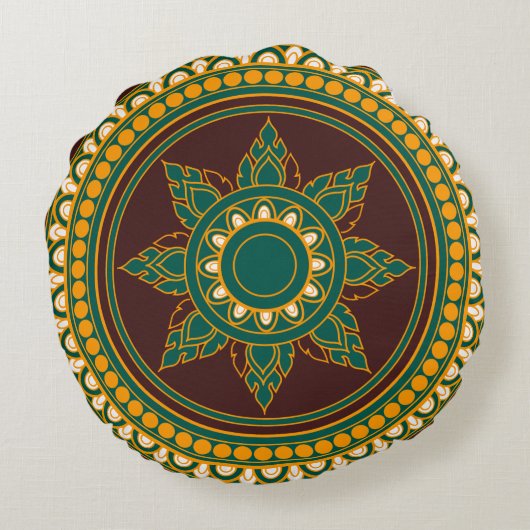 マンダラエレガントデザインソフトベッドルームデコールピロー ラウンドクッション (裏面)