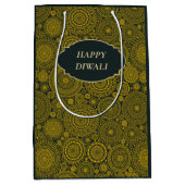 マンダラエレガントパターカスタムン緑の金ゴールドジワリ ミディアムペーパーバッグ (正面)