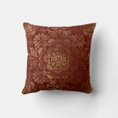 マンダラエレガントパターンオンマルーンレッド装飾用クッション クッション (裏面)