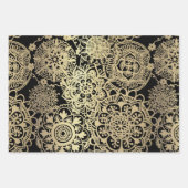 マンダラエレガントパターンパープルブルー金ゴールドブラック ラッピングペーパーシート (正面3)