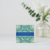 マンダラエレガントフローラブルーイエローヨガインストラクター スクエア名刺 (スタンド正面)