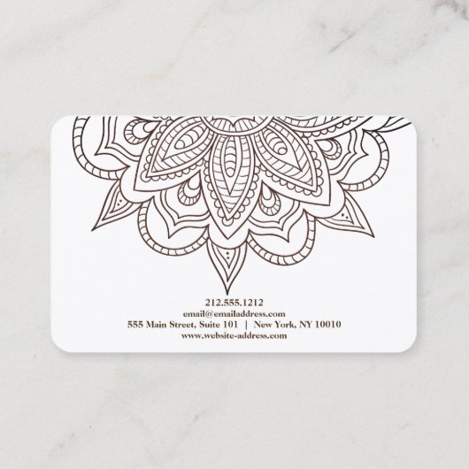 マンダラエレガントホワイトシッククラシーヨガインストラクター 名刺 (裏面)