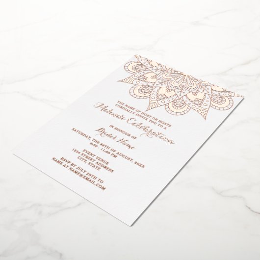マンダラエレガントメンディ実在バラ金ゴールド 箔招待状 (回転した状態)