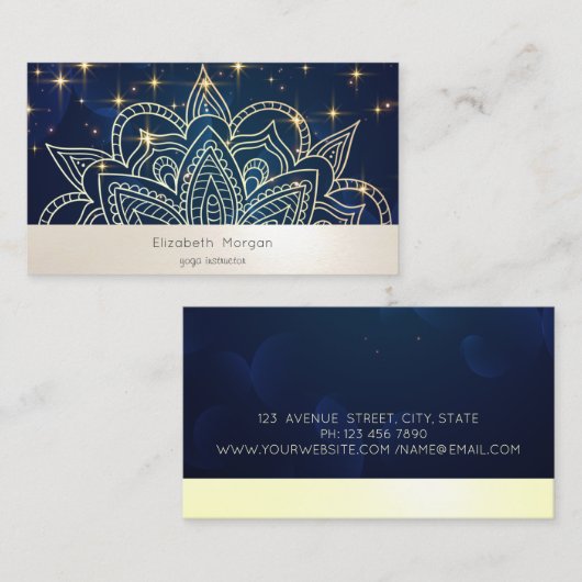 マンダラエレガントモダンスターズ海軍ブルー 名刺 (正面/裏面)