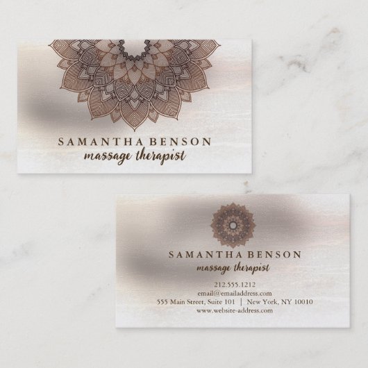 マンダラエレガントロータスフラワーマッサージセラピスト 名刺 (正面/裏面)