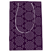 マンダラエレガント模様パープルシルバーディワリ ミディアムペーパーバッグ (正面)
