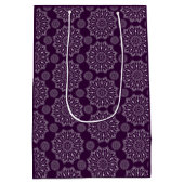 マンダラエレガント模様パープルシルバーディワリ ミディアムペーパーバッグ (裏面)