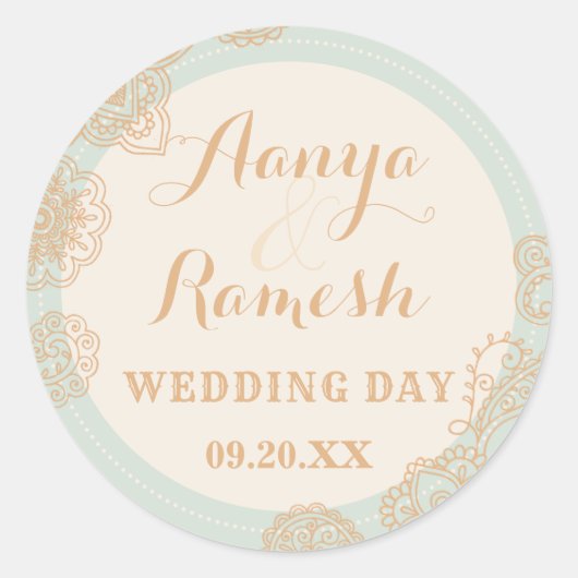 マンダラエレガント点々のあるサークルメンディ結婚ズ ラウンドシール (正面)