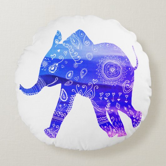 マンダラエレップブラシ仕上げポリエステルラウンドクッション41 cm ラウンドクッション (正面)