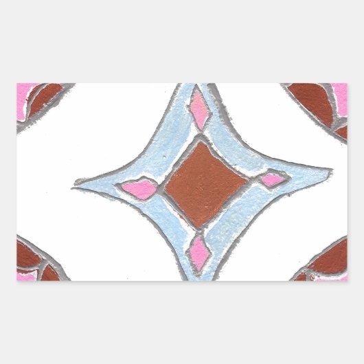 マンダラオイルペインティングアートプリント 長方形シール (正面)