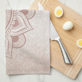 マンダラオムグリッターバラ金ゴールドダスティピンクヨガホーム キッチンタオル (四つ折り)