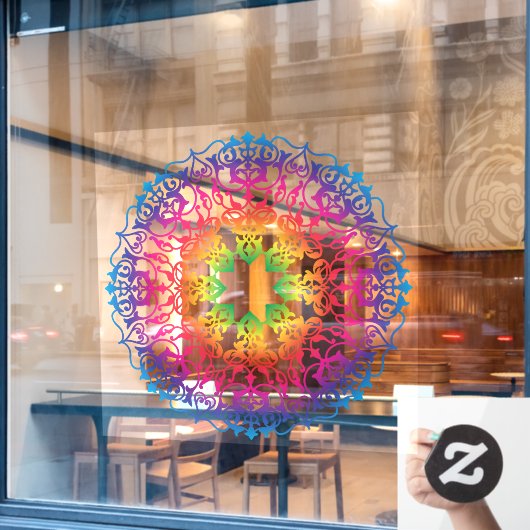 マンダラオリエンタルフラワーヨガアート ウィンドウサイン (カフェ窓)